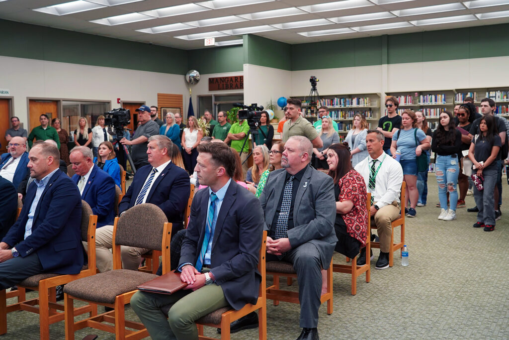 Attendees of the Smart Start Promise Program press conference are shown on April 16, 2026.